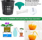 ORIMERC 4 inch 15 Pack Net Cups Pots, with 15 feet Self Watering Rope, 15 Plant Labels, for Hydroponics Aquaponics Kratky Orchid Vegetable Indoor Outdoor Growing Baskets Nursery Slotted Mesh BPA Free