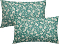 Aqua Pillow Covers 12x20 Set of 2 Vintage Floral Rustic Old Style Cute Flower Print Rectangle Decorative Outdoor Pillowcases Seasonal Farmhouse Throw Cushion Case Couch Sofa Bed Decor