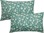 Aqua Pillow Covers 12x20 Set of 2 Vintage Floral Rustic Old Style Cute Flower Print Rectangle Decorative Outdoor Pillowcases Seasonal Farmhouse Throw Cushion Case Couch Sofa Bed Decor