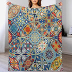 Boho Floral Throw Blanket Colorful Bohemian Mandala Blanket for Sofa Bed Couch Chair Or Dorm 40"x50"