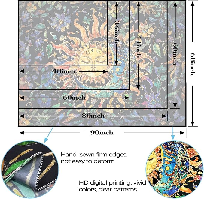 Aipon Sun and Moon Tapestry for Bedroom Boho Hippie Floral Wall Tapestry Aesthetic Vintage Stained Glass Plant Small Tapestries Wall Hanging for Living Room Dorm 60 x 44 Inch