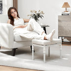 Adjustable Ottoman Pouf, 4 Height Position & 60 Degree Tilt Angle Adjustment Ottomans Footrest Foot Stools Pouffe Footstool for Under Desk Living Room Home(Beige)