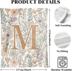 JXREQ Throw Blanket Initial Letter M Personalized Monogrammed Gifts for Women Teen Girls Frends, Boho Floral Throw Blankets for Bed Sofa Living Room Office, 50x60 Inch