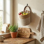 2Pack Natural Jute Hanging Baskets 7 * 8 in, Round Woven Wall Decor & Storage Planter for Plant Decor and Home Organization,Walls Basket for Bedroom, Living Room, Bathroom,Boho Decor (Brown)
