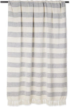 DII Rustic Farmhouse Cotton Cabana Striped Blanket Throw with Fringe, 50 x 60 - Cabana Striped Off-White with French Blue