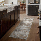 GENIMO Washable Rugs 2x5 Runner Rugs for Hallway Kitchen, Modern Lightweight Rug Ultra Soft Indoor Runner Rugs for Entryway, Low Pile Carpet with Non Slip Backing, Grey Brown Beige