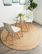 Unique Loom Braided Jute Collection Area Rug - Dhaka (4' 1" Round, Natural)