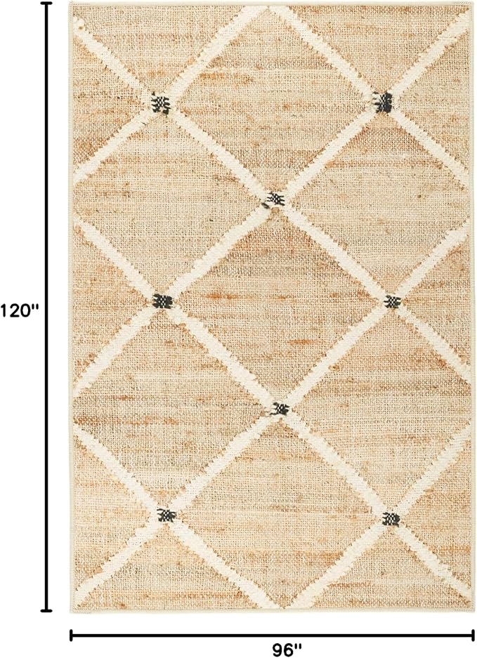Dash and Albert Kali, Natural, 7'6" x 9'6", Diamond, Soft and Cozy, High Traffic, Lightweight, Anti-Slip, Durable, Machine Washable Area Rug for Bedroom, Living Room, Dining, Den, Foyer, Entryway