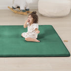 1.3" Thick Baby Play Mat for Floor, 79x79 Playpen Mat, Pro Soft Flannel Foam Mats Toddler Infant Kids Crawling for Nursery Rug Playroom Living Room Waterproof Easy Care Non-Slip (Dark Green)