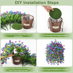 Artificial Flowers Hanging Baskets, 4 Bundles Outdoor Hanging Basket Spring Summer Decoration, No Fade Realistic Fake Flowers Plants for Porch Patio Balcony Home Yard Decor(Purple Blue)