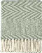 CREVENT 50"X60" Farmhouse Breathable Soft and Warm Classic Throw Blanket for Sofa Couch Bed, Faux Cashmere Home Decoration Throw with Tassles (Green)
