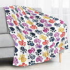 Throw Blanket for Couch, 300GSM Warm Soft Cozy Flannel Blanket, Cute Blanket for All Seasons Bedroom Home Decor Gifts, Colorful Dog Paws 50x60 Inches