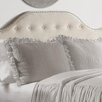 Lush Decor Ruffle Skirt Bedspread Set - 3-Piece Luxurious Farmhouse Bedding - Elegant Ruffle Detail - Timeless Style - Soft Lightweight Sheets - California King, Grey
