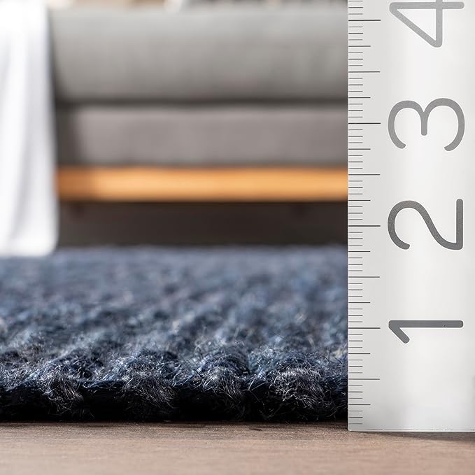 Nuloom Daniela Navy, 2'6" x 8', Handmade, Jute, Tassel, Soft and Textured, High Traffic, Stain Resistant, Easy Clean, Durable Runner for Bedroom, Living Room, Dining Space, Foyer, Entryway