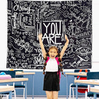KJHL Quote You Are Wall Tapestry Black and White Inspirational Classroom Kids Tapestries Wall Hanging Motivational Positive Affirmations Saying Aesthetic Tapestry for Bedroom Dorm(51" x 59")