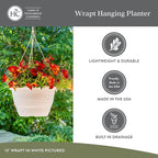 The HC Companies 13 Inch Wrapt Hanging Planters, Lightweight UV-Resistant Plastic Hanging Planters for Indoor & Outdoor Plants, 2-Pack Hanging Flower Pots for Garden, Patio & Home Decor, Black