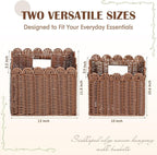 2 Pack Scalloped Wicker Hanging Basket for Organizing Woven Wall Baskets for Front Door Mail Flowers Books Accessories Boho Rustic Farmhouse Wall Decor (Pe Rattan)
