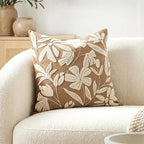 BlissBlush 20x20 Throw Pillow Cover, Square Brown Decorative Cushion Cover for Couch Sofa, Embroidered Velvet Farmhouse Accent Pillowcase (Cover Only)