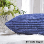 Home Brilliant 2 Pack Throw Pillow Covers 26x26 Striped Textured Velvet Corduroy Decorative Europe Sham Throw Pillow Cushion Cover for Couch, 26 x 26 inch, Navy Blue