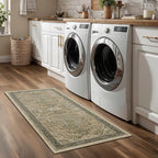 2x4 Entryway Small Rug, Retro Distressed Medallion Door Mat Indoor Entrance Entry Way, Washable Non Slip Low Pile Thin Runner Rug for Kitchen Floor Sink Area Bathroom, Multi Brown/Olive