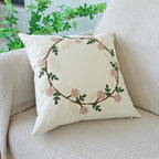 vctops Floral Embroidered Pillow Covers 18x18 Inch Spring Summer Cotton Tufted Throw Pillow Cover Outdoor Garden Cushion Case for Sofa, Bed, Living Room (Flower B,18"x18")