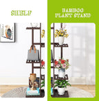 BMOSU Bamboo Plant Stand for Indoor Outdoor Plants Corner Tall Plant Shelf 6 Potted Holder Shelf Plant Rack Holder Display Rack(Brown)