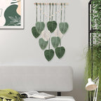 EaseMyKit Macrame Wall Hanging Leaves Tapestry, Boho Wall Decor Woven Feather Handmade Yarn Tassels Leaf Wall Art Decorations for Nursery, Bedroom, Office,Living Room,16x26 Inch(Green)