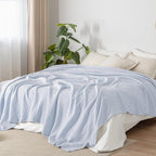 PHF 100% Cotton Muslin Blanket Queen Size 90"x90", 4-Layer Lightweight Gauze Throw, Breathable Cloud-Soft Minimalist Blanket for Bed, Couch, Camping & Baby, Ancient Water, Ideal Gift