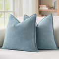 MIULEE Pack of 2 Dusty Blue Decorative Pillow Covers 20x20 Inch Soft Chenille Luxurious Couch Throw Pillows Farmhouse Cushion Covers with Elegant Design for Sofa Bedroom Living Room Spring Home Decor