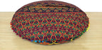 ICC 32 Inch Floor Pillows & Cushions Covers Decorative Hippie Mandala Pouf Pillow Covers Bohemian Seating Meditation Cushion Cover Large Boho Ottoman Case Pillowcase for Couch Blue Multi