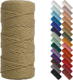 NOANTA Khaki Macrame Cord 3mm x 109yards, Colored Macrame Rope, Cotton Rope Macrame Yarn, Colorful Cotton Craft Cord for Wall Hanging, Plant Hangers, Crafts, Knitting