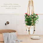 BB FUN HOUSE Plant Hanger Indoor Hanging Planter Basket with Wood Beads Decorative Flower Pot Holder No Tassels for Indoor Outdoor Boho Home Decor 35 Inch (POTS NOT Included)