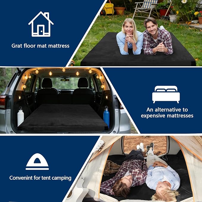 CYMULA Memory Foam Camping Mattress Pad, CertiPUR-US Sleeping Mat, Portable Roll Up Mattress for Adults, Camping Bed Pads for Sleepover, Car Bed with Travel Bag
