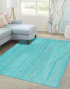 Unique Loom Braided Jute Collection Area Rug - Dhaka (2' x 3' 1" Rectangle, Turquoise)