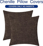 CaliTime Throw Pillow Covers Decorative 16 X 16 Inches Pack of 2 Cozy Chenille Cushion Cases for Couch Sofa Bed Living Room Home Coffee
