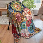 Neasow Floral Fleece Throw Blanket, Vibrant Color Boho Flowers Blossom Cozy Decor Throws for Sofa Bed Couch Chair or Dorm 50×60 inch
