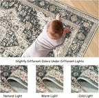 Washable Runner Rug 2.6x8 Runners for Hallways, Ultra-Thin Carpet Runners for Entryway Anti Slip Backing Runner Rugs for Kitchen Laundry Room Indoor Hallway (Black/Beige)
