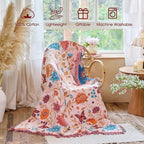 Boho Throw Blanket - 100% Cotton Ultra Soft Muslin Blanket, 60"x80" Lightweight Floral Butterfly Framhouse Bedding Spring Blanket for Bed, All Season Beige Bohemian Bedroom Home Decor Quilt