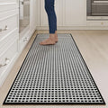 Long Kitchen Runner Rugs Kitchen Mat Non Slip Washable, Super Absorbent Soft Chenille Braided Kitchen Mats for Floor, Rubber Backing Kitchen Floor Sink Standing Mat, Easy Clean, Black 24"x71"