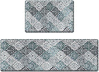 Arttown Boho Anti-Fatigue Kitchen Rug Set of 2 Morocco Cushioned Floor Standing Mat Waterproof Non-Slip Mat and PVC Ergonomic Comfort Foam Rug
