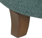 HomePop by Kinfine Fabric Upholstered Round Storage Ottoman - Button Tufted Ottoman with Removable Lid, Teal Woven