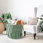 Blanket Basket for Living Room Decor Storage Basket for Toy Organizer Boho Decor Baskets for Modern Farmhouse Decor Small Laundry Basket for Bedroom and Laundry Room Organization,Green