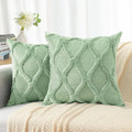 decorUhome Spring Throw Pillow Covers 16x16 Inch Set of 2, Soft Plush Faux Fur Wool Grass Green Accent Couch Pillow Covers for Modern Farmhouse Bed Sofa Living Room