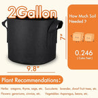 Gardzen 10-Pack 2 Gallon Grow Bags, 300G Thickened Fabric Grow Bags with Handles, Heavy Duty Aeration Plant Grow Bags