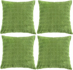 Fancy Homi 4 Packs Boho Lime Green Decorative Throw Pillow Covers 22x22 Inch for Couch Bed Sofa, Rustic Modern Farmhouse Home Decor, Soft Plush Corduroy Cute Square Cushion Case 55x55 cm