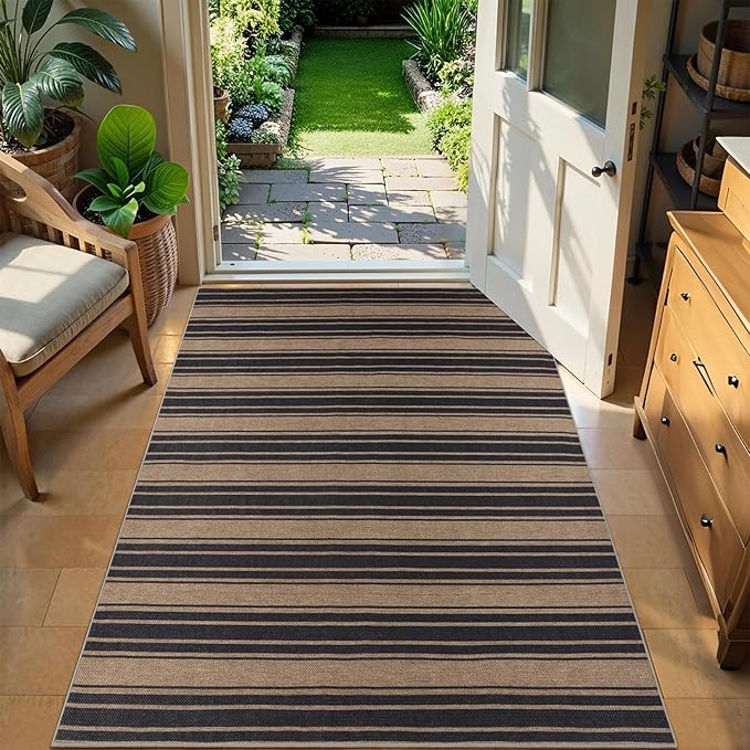 Striped Easy Jute Rug 3x5 Outdoor Rug Washable Rugs for Living Room Bedroom Non Slip Neutral Farmhouse Indoor Outdoor Carpet for Backyard Patio Office
