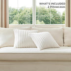 Bedsure Double-Side Striped Decorative Throw Pillow Covers 18x18 Set of 2, Spring White Fluffy Soft Pillow Covers, Home Decor for Couch Sofa Living Room Bedroom