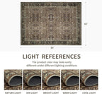 5x7 Vintage Washable Area Rug for Living Room,Low Pile Non Slip Carpet Non-Shedding Area Rug Soft Indoor Stain Resistant Rug Floral Print Mat for Bedroom Dining Room Brown Floral
