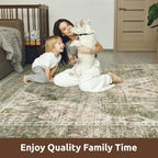 AMOAMI-2X6 Runner Rug-Washable Runners for Hallways-Soft Non Slip Bedside Rugs for Bedroom-Vintage Long Rug for Hallways Entryway Laundry Room Stair Kitchen Bathroom Olive Green