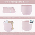 Cotton Rope Basket For Girls Kids 16”X14” Baby Laundry Baskets Nursery Bin Round Woven Basket Organizer For Storage Toys Blankets Shoes Clothes pink